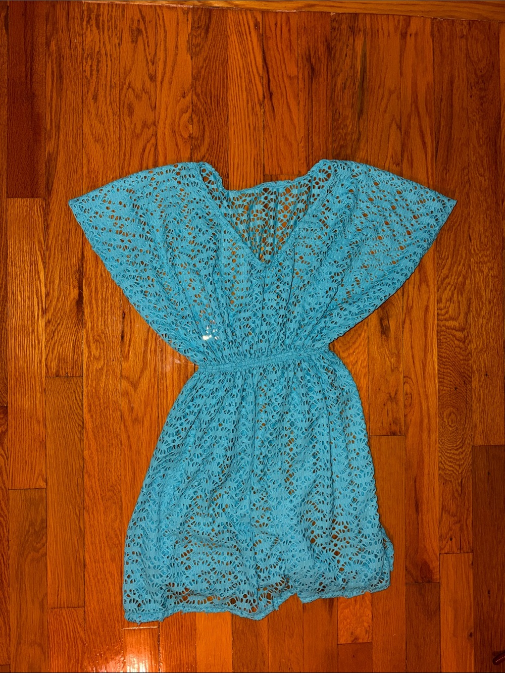 Kids Lace One-Piece Coverup in Turquoise